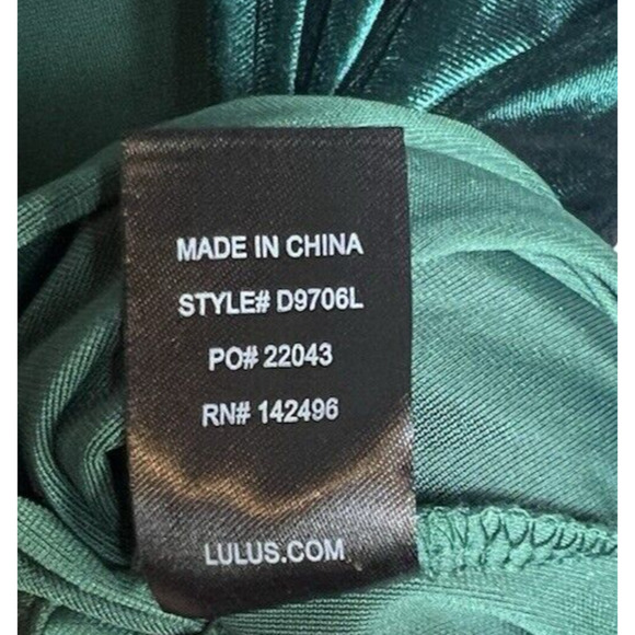 Lulus Amour Green Velvet Wrap Dress High Low Flutter Sleeve Stretch V Neck L - Picture 11 of 12